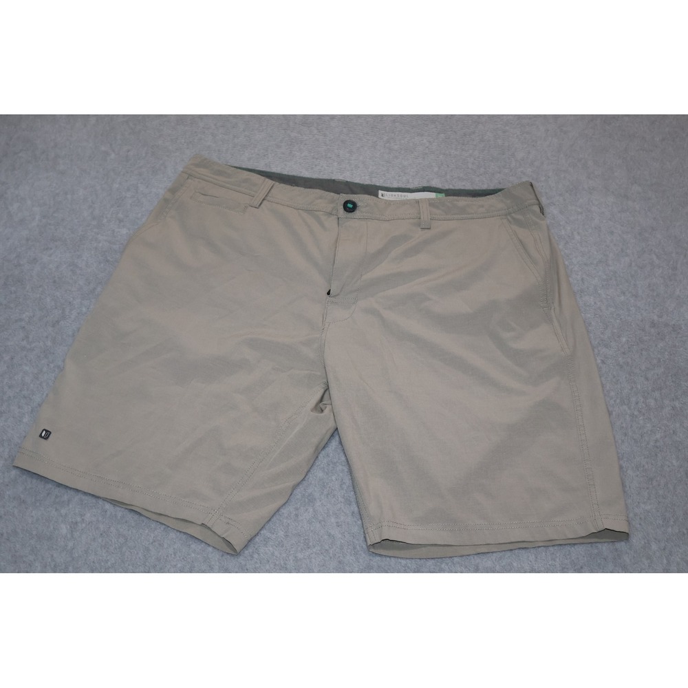 Linksoul Golf Shorts Mens 38 Tan Boardwalker Performance Stretch Chino 9" Inseam